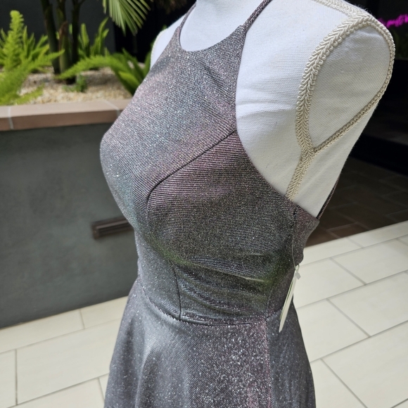 Speechless ✦ Shimmer Party Dress ✦ Silver-Purple Color Shift Fit & Flare Sz 3 - Picture 7 of 17
